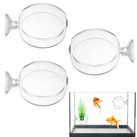YFFSFDC Aquarium Feeder, 2.4 inch (6 cm) Diameter, 3 Pack Aquarium Feeder, Tropical Fish, Goldfish Medallion, Feeder Cup, Acrylic, Bait Spread Prevention Suction Cup