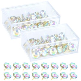 60 Pieces Diamond Push Pins for Cork Board, Crystal Rhinestones Push Pins Diamonds Pins Thumb Tacks Set for Office & Home Decor