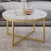 Coffee Table with Faux Marble Top - Modern Round Accent