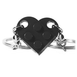 domoi C-Brick Matching Couple Heart Keychain Building Bocks Puzzle Keychain Couple Love Keychain for Boyfriend Girlfriend Valentines Day Friends Gifts
