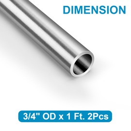 Vigorous 3/4" OD x 1 Ft. 304 Stainless Steel Tube, Seamless Stainless Steel Tubing, Round Metal Pipe for DIY Crafts, Industry, Furniture, Frames (2 Pcs)