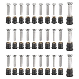 uxcell 30 Pairs M6 Neoprene Well Nuts with Stainless Steel Screw, Rubber Well Nuts Kit Brass Copper Bolt, Universal Motorcycle Fasteners for Kayak Boat Windscreen