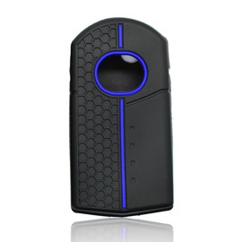 Silicone Key Fob Cover Fit for Mazda MX-5 RX-8 6-Sedan 2009-2014 Mazda-6, 4 Buttons Remote Key Protector SKE125-01 (Black/Blue)