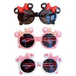 FEIFEI'S BOW 3PCS Kids Sunglasses Girls, Cute Cat Girls Sunglasses Colourful minnie Eye Set, Party children Favor, for Kids Toddler UV400 Age 3-10 (Minnie 3pcs)