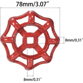 1pcs Metal Outside Faucet Round Wheel Handle Hose Bib Handle Water Spigot Handle Square Broach 8x8mm, Wheel OD 78mm Paint Cast Iron Red