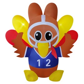 Hacricos 6ft Tall 7ft Wide Thanksgiving Inflatable Turkey Decorations Football Player Turkey Blow up Yard Decor with Led Lights fro Yard/Outdoor/Garden/Lawn