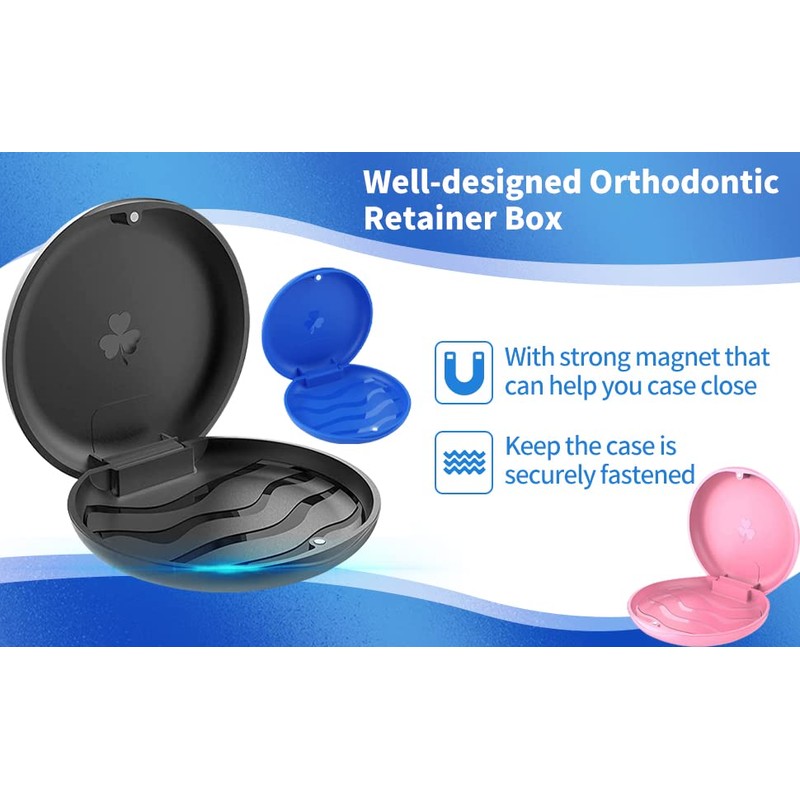 BICASUU (2 Pack) Retainer Case,Solid Orthodontic Retainer Case (Blue)