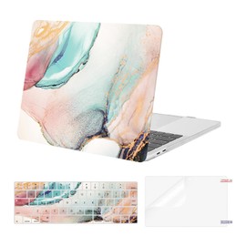 MOSISO Compatible with MacBook Pro 13 inch Case M2 2025, 2024, 2023-2016 A2338 M1 A2251 A2289 A2159 A1989 A1708 A1706, Plastic Hard Shell Case Cover&Keyboard Cover&Screen Protector, Brilliant Marble