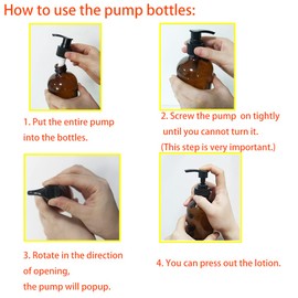 BPFY 4 Pack 8 oz Amber Glass Pump Bottles, Boston Round Bottles with Pumps for Lotion, Soap, Massage Oils, Refillable Containers with Caps