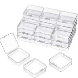 Small Plastic Bead Storage Containers and Organizer Transparent Boxes – 24 Pack 2.16"x2.16"x0.78" Transparent Boxes with Hinged Lid, Durable Clear Craft Supply Box for DIY Art