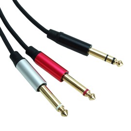 keepdrum AC048M Splitter Cable Y Cable 6.35 mm Jack 2x Mono to 1x Stereo 5 m