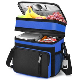 BAGNN Lunch Box & Lunch Bag for Men Women, Large Insulated Adult Lunch Box, Leakproof Cooler Lunchbox with Bottle Opener for Work Picnic Beach, 16L, Sapphire Blue