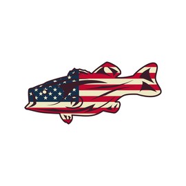 Bass Sticker - American Flag Stickers - Fishing Stickers and Decals for Boats - Fishing Decals for Trucks - USA Flag Patriotic Country Decals - Stickers De Pesca