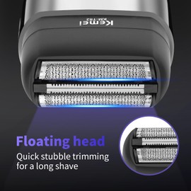 KEMEI KEMEI Upgraded Foil Shaver, Mini Electric Shavers for Men with USB Type-C Rechargeable, Double Floating Blade Electric Razor for Men and Waterproof with LED KM-T82