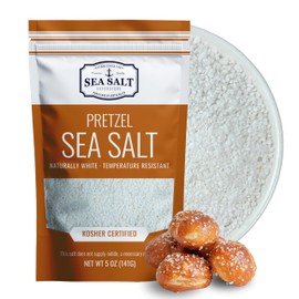 Pretzel Coarse Sea Salt for Soft Pretzels, Heat Resistant Bagel and Soft Pretzel Salt, All Natural for Baking, 5 oz Bag