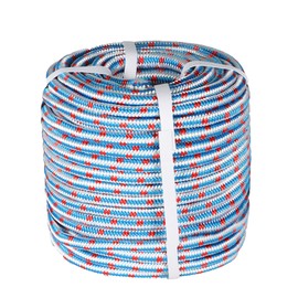 YSMN 1/2 in 150 FT Braided Rope High Force Polyester Rope Heavy Tree Work Rope Suitable for Outdoor Use Red White Blue