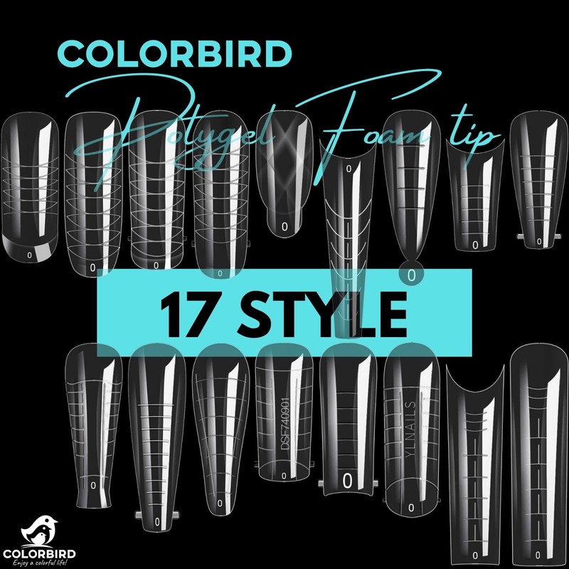 COLORBIRD Nail Tips, Long Length Foam Tips, 120 Pieces, Total