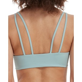 Attifall B/C Cup Low Support Crop Sports Bra Low Impact Camisoles Comfy Spaghetti Strap Yoga Gym Workout Bras（9414 Cyan Blue/M）