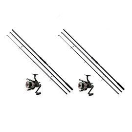 Lineaeffe 2 x Carp Set Carp Rod + Free Spool Reel + Carp Line 3-Piece / 3.60 m / 3.00 lbs