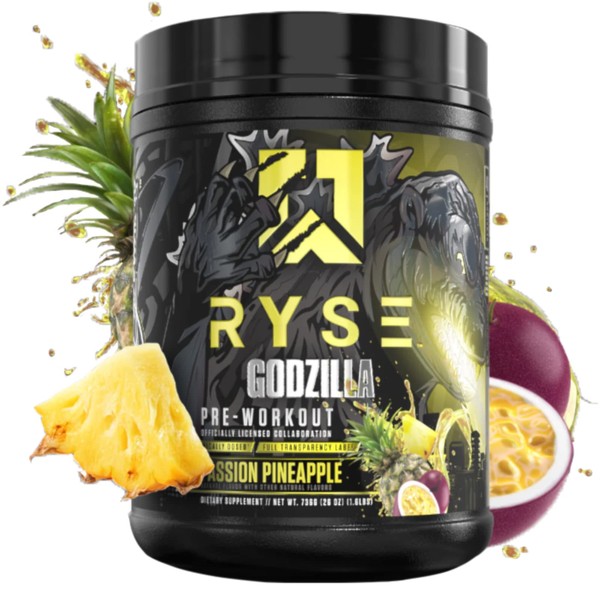 RYSE Up Supplements Ryse Signature Series Godzilla Pre-Entrenamiento | Bomba, Energía, Fuerza Y Enfoque | Citrulina, Beta-Alanina, Cafeína | 40 Porciones (Piña Pasión)