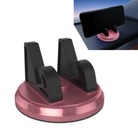 AWGUKA 1 PC Car Dashboard Phone Holder, 1.69" x 2.83" Phone Fixing Device Shockproof Navigation Bracket, 360 Degree Rotatable Mobile Phone Fixture Accessories, for Most Cars, SUVs, Vans (Pink)