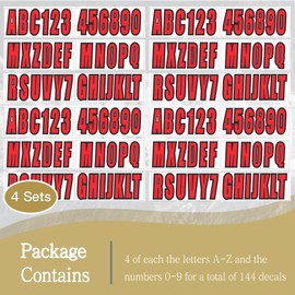 JLM MARINE 24 Sheets 3 Inch Self Adhesive Vinyl Letters Numbers Stickers for Boat Engine Mailbox House Address Crafts Car Poster Classroom Home Door Window Decor Red