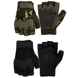 FIORETTO Mens Breathable Padded Fingerless Motorcycle Gloves Half Finger Gloves for Cycling Hiking Climbing Outdoor Sports