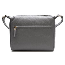 Lazarotti Bologna Women's Leather Shoulder Bag, Adjustable Shoulder Strap, Large Crossbody Bag, Shoulder Bag, 25 cm, gray