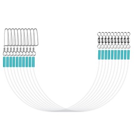 Luroad Fluorocarbon Wire Leader Line with Swivels Snap Kits Connect Tackle Lures Rig or Hooks, High Strength Tooth Proof Fishing Leader Line for Saltwater Freshwater (Blue-20pcs, 16''-20lb)