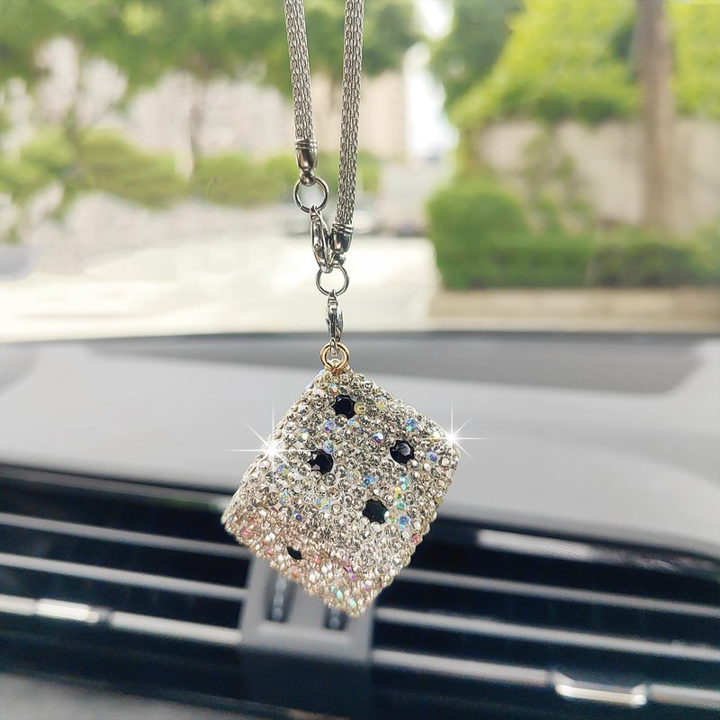 Bling Dice Rear View Mirror Accessories, Cute Car Accessories for