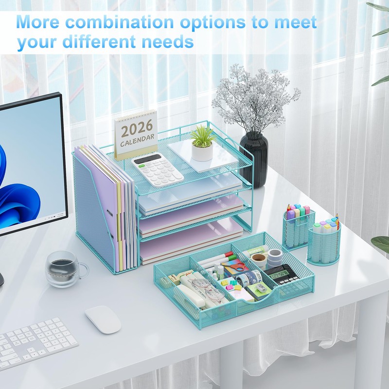 gianotter Desk Organizers and Accessories with File Holder, 4-Tier Desk