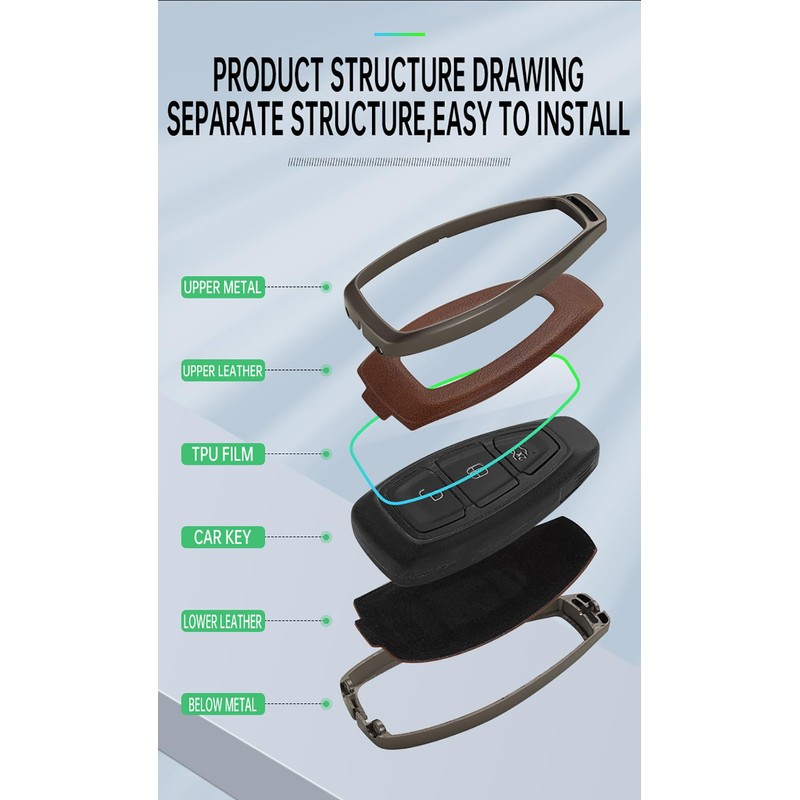 ontto Car Key Case Cover Fits Ford Focus 3 4