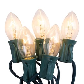 Vintage Christmas Lights, String Lights for Christmas Holiday Season Stranger Things Party Indoor Outdoor Garage Garden Patio Backyard Cafe Decoration, Green Wire (25FT, Clear)