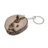 Generico Keyring Made of Natural Wood with Rabbit Farm Animal,