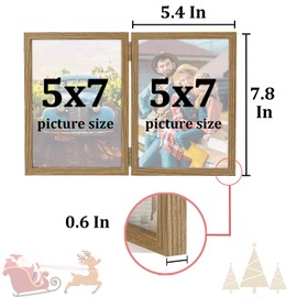 AEVETE 5x7 Picture Frames Double Hinged Wood Folding Photo Frames Vertical with Real Glass Front