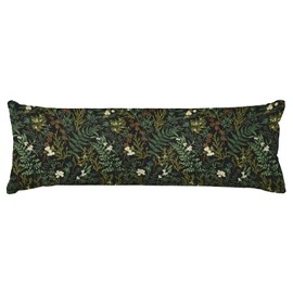 Black Green Leaf Body Pillow Cover with Zipper 20x54 Inch Dark Botanical Fern Floral Lumbar Pillow Farmhouse Pillowcase Spring Summer Plant Rectangle Long Decorative Pillows for Bed Safa Couch Bench