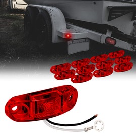 TRUE MODS 12pc 2.5" Red LED Trailer Marker Light Kit [DOT FMVSS 108] [SAE P2] [Surface Mount] [Waterproof IP67] Side Marker Lights for Trailer Truck