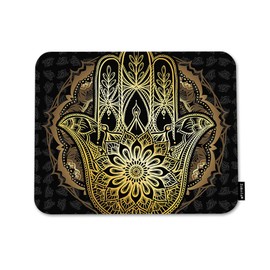 Beabes Hamsa Comfortable Mouse Pads Golden and Black Hamsa Hand Paisley Floral Non-Slip Rubber Base Mouse Mats for Computers Laptop Mouse for Men Women Boys Girls 9.5X7.9 Inch