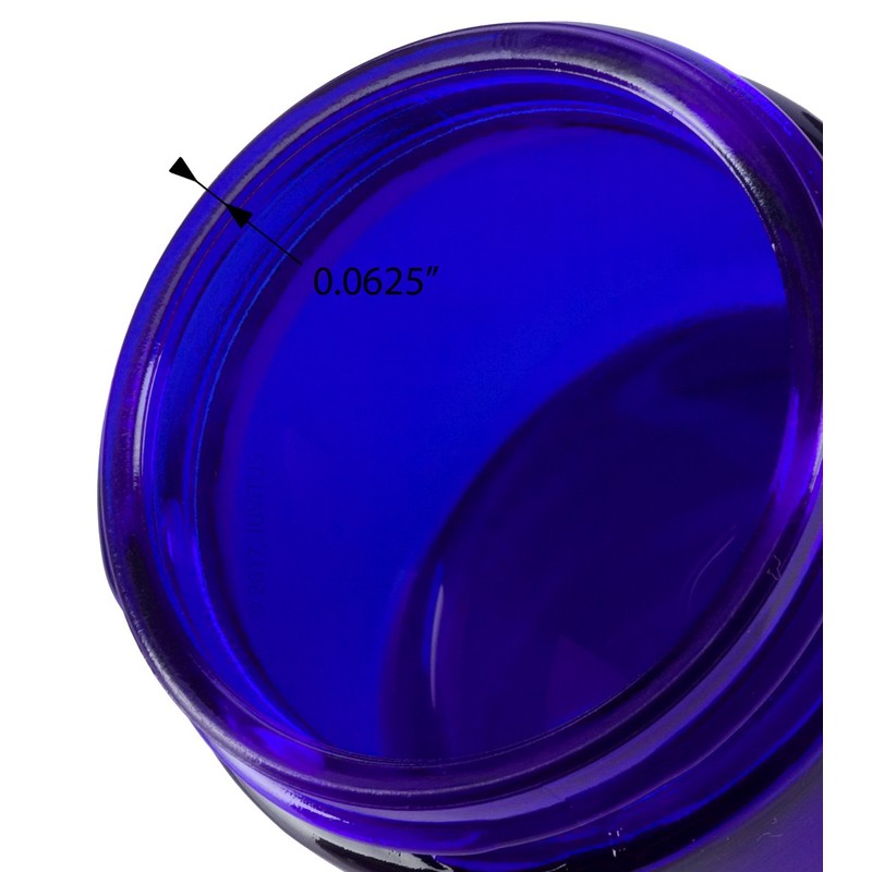 Cobalt Blue Thick Glass Straight Sided Jar with White Metal