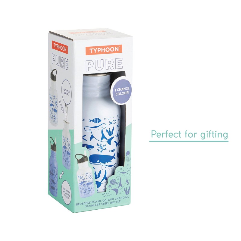 Typhoon Pure Steel Colour Changing Reusable Water Bottle With Sealife