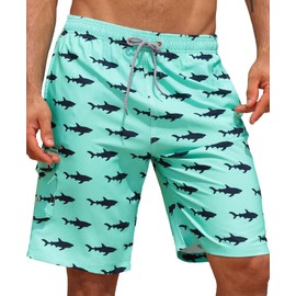APTRO Men's Swim Trunks 9" Quick Dry Bathing Suit Big & Tall Beach Swimsuits #139 Shark 1X