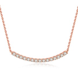 JewelryPalace Round Cut Cubic Zirconia Collar ID Pendant Necklace for Women, 14k Rose Gold Plated 925 Sterling Silver Bar Necklaces for Her, Anniversary CZ Jewellery GIft 18 Inches Chain