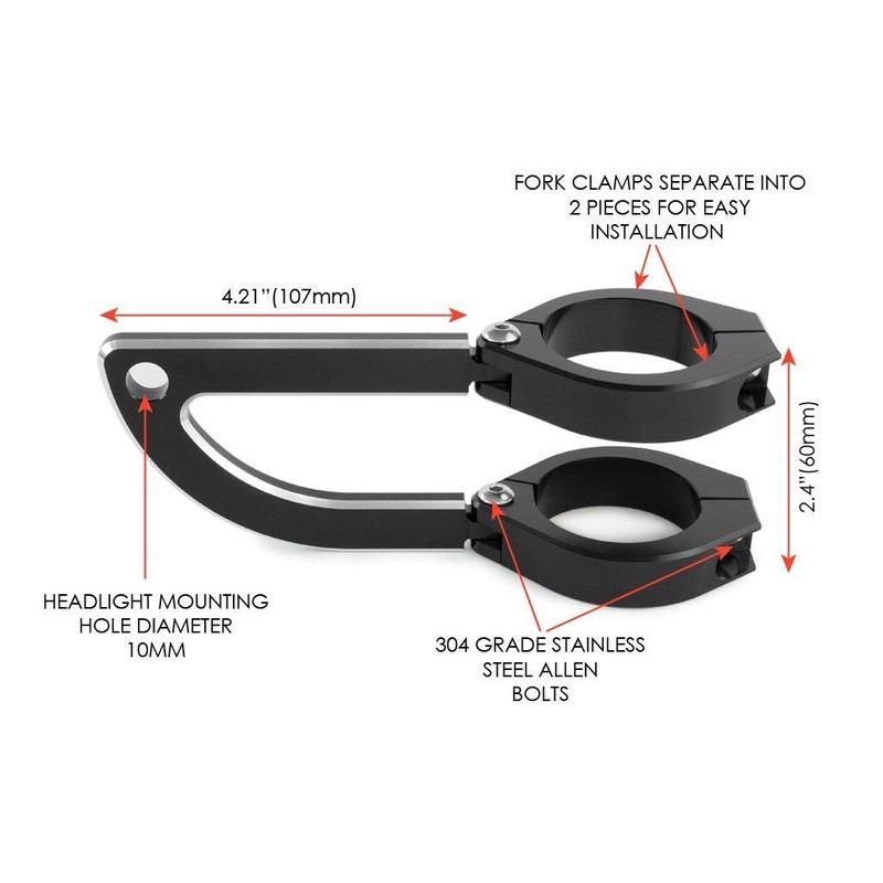 Custom Chopper Motorcycle Headlight Headlamp Brackets with 40-41mm Diameter Fork