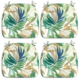 LVTXIII Outdoor Chair Cushions Set of 4, Patio Seat Cushions D16xW17 with Ties, Water Repellent Chair Pads for Patio Furniture Garden Use, Lush Leaf Green