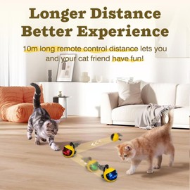 FOUR ANGELS Interactive cat Toys for Indoor Cats, Cat Ball Toys/Kitten Toys with Remote Control & LED Rainbow Lights, Fun Tracker, Automatic Rolling Chase Ball with Fluffy Tail