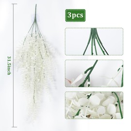 RECUTMS Fake Plant Hanging Eucalyptus Vines Plants Faux Eucalyptus Leaf Hanging Plant for Room Wedding Proch Yard Outdoor Home Wall Kitchen Bathroom Indoor Decoration in 3 Pcs(Pure White)