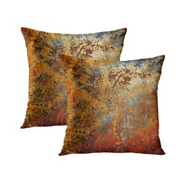 WWOOPLL Set of 2 Cushion Covers 45x45cm, Brown Rust Colorful Metal Rusty Steel Home Decor Pillowcases Throw Cushions Pillow Covers for Living Room Sofa Couch Bed, 18x18 Inch