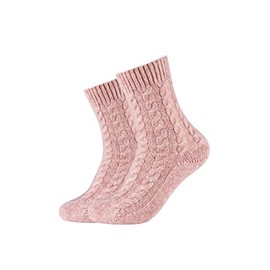 Camano Women's Socks Cosy Cosy Socks Fluffy Warm Women's Cable Knit Long Fluffy Socks Norwegian for Winter Set Women Pack of 2, Dusty pink