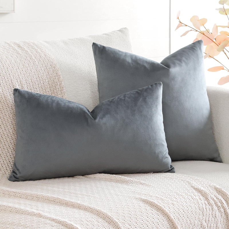 Artscope Luxury Velvet Cushion Covers Decorative Rectangle Pillowcases Soft Solid