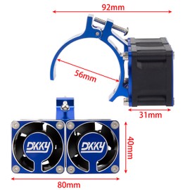 DKKY RC Motor Cooling Fan Heatsink 20000 RPM 54-58mm Ajustable Mount for ARRMA Axial 1/5 1/6 1/7 RC Models with 1717 5687 56113 2028 Motor (Blue)